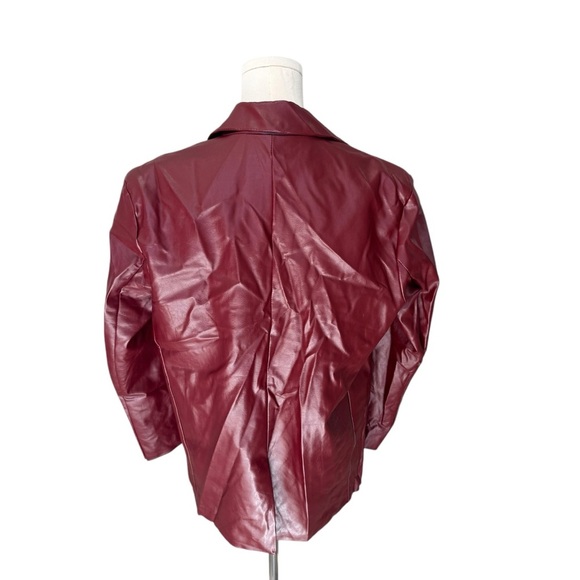 Princess Polly - Jocelyn Faux Leather Boyfriend Blazer Burgundy Sz M/L - Picture 5 of 8